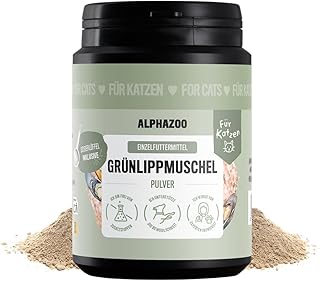 alphazoo Grünlippmuschel-Pulver 100g für Katzen – Vollfettqualität, reich an Omega-3, ohne Zusätze – natürliche Gelenkunterstützung für Senioren-Katzen und bewegungsarmen Wohnungskatzen