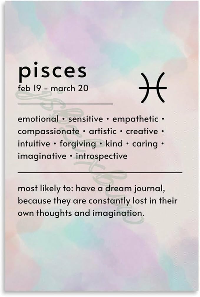 Pisces Zodiac Constellations Posters Canvas Painting Wall Art Poster for Bedroom Living Room Decor 08x12inch(20x30cm) Unframe-style