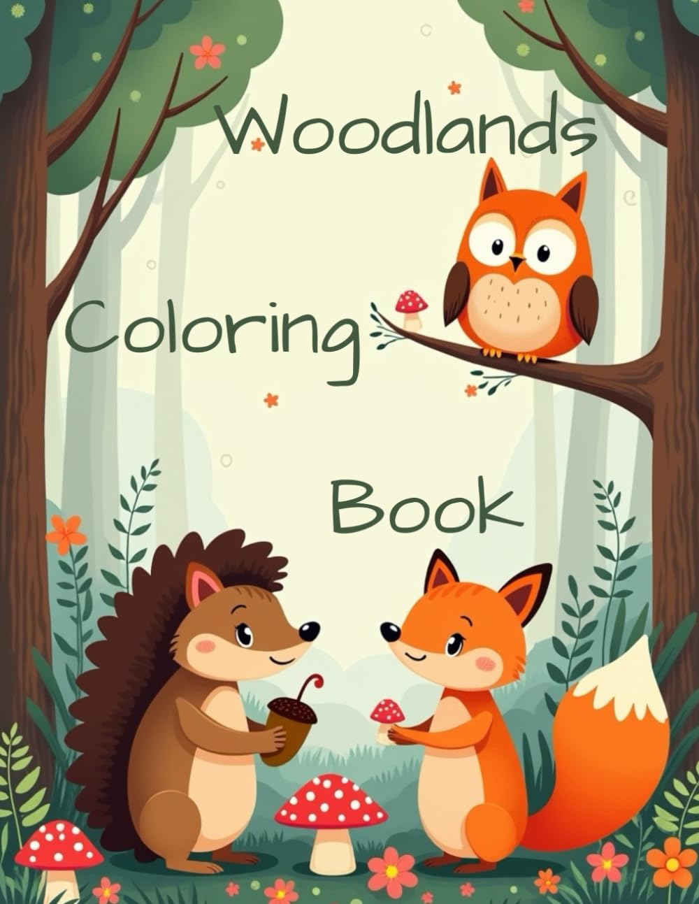 Woodland Animals Colouring Book for Kids Ages 4-8: Cute and Fun Pages with Foxes, Owls, Hedgehogs, Squirrels, and Forest Friends: part 2 (Colouring books)