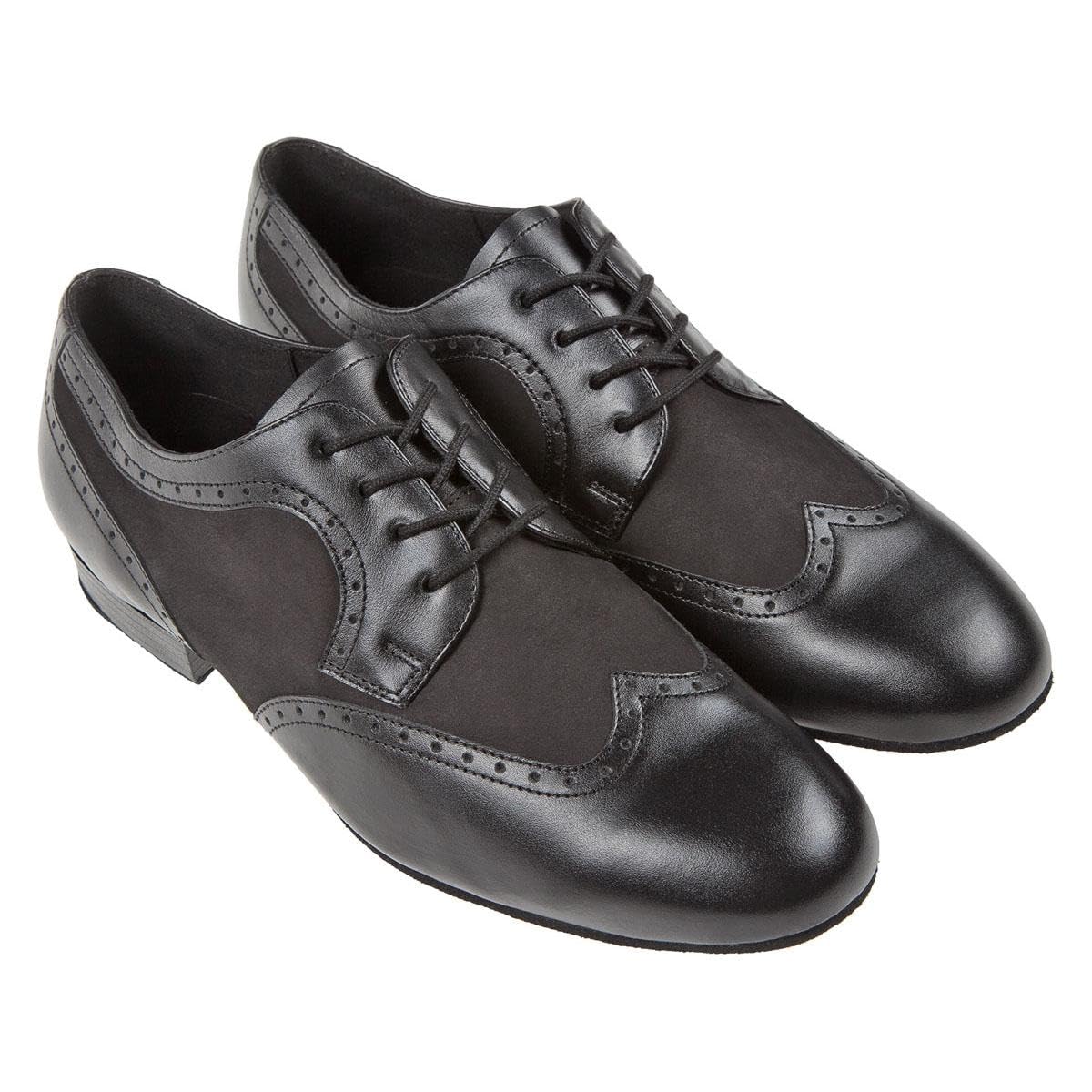 Diamant Herren Tanzschuhe 089-075-145 - Leder/Nubuck Schwarz - Normalweite - Rauledersohle - 2 cm Standard Absatz - Made in Germany