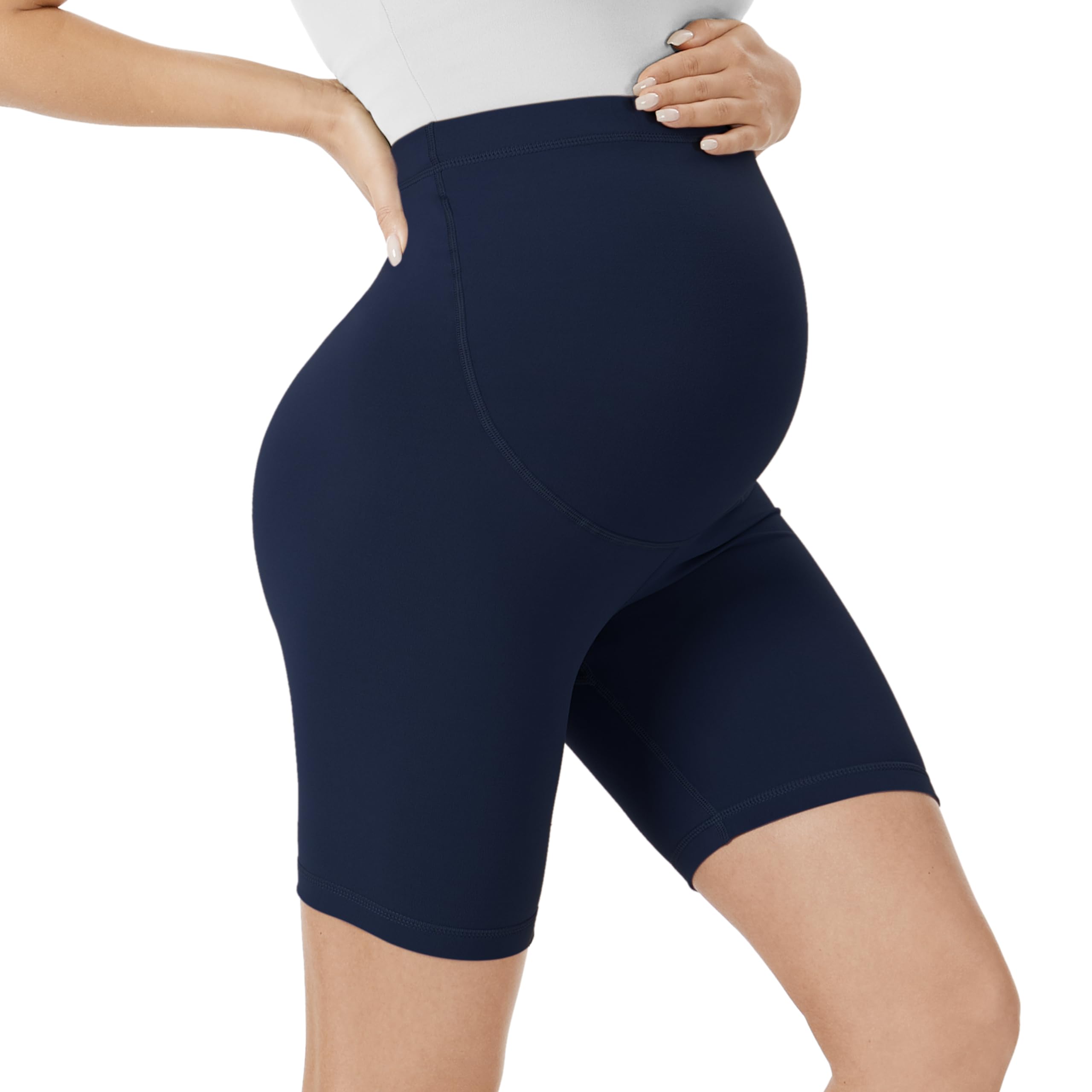 VALANDY Creamlush Maternity Shorts Over The Belly Pregnancy Biker Shorts Lounge Yoga Pants (S-XL) — view 24