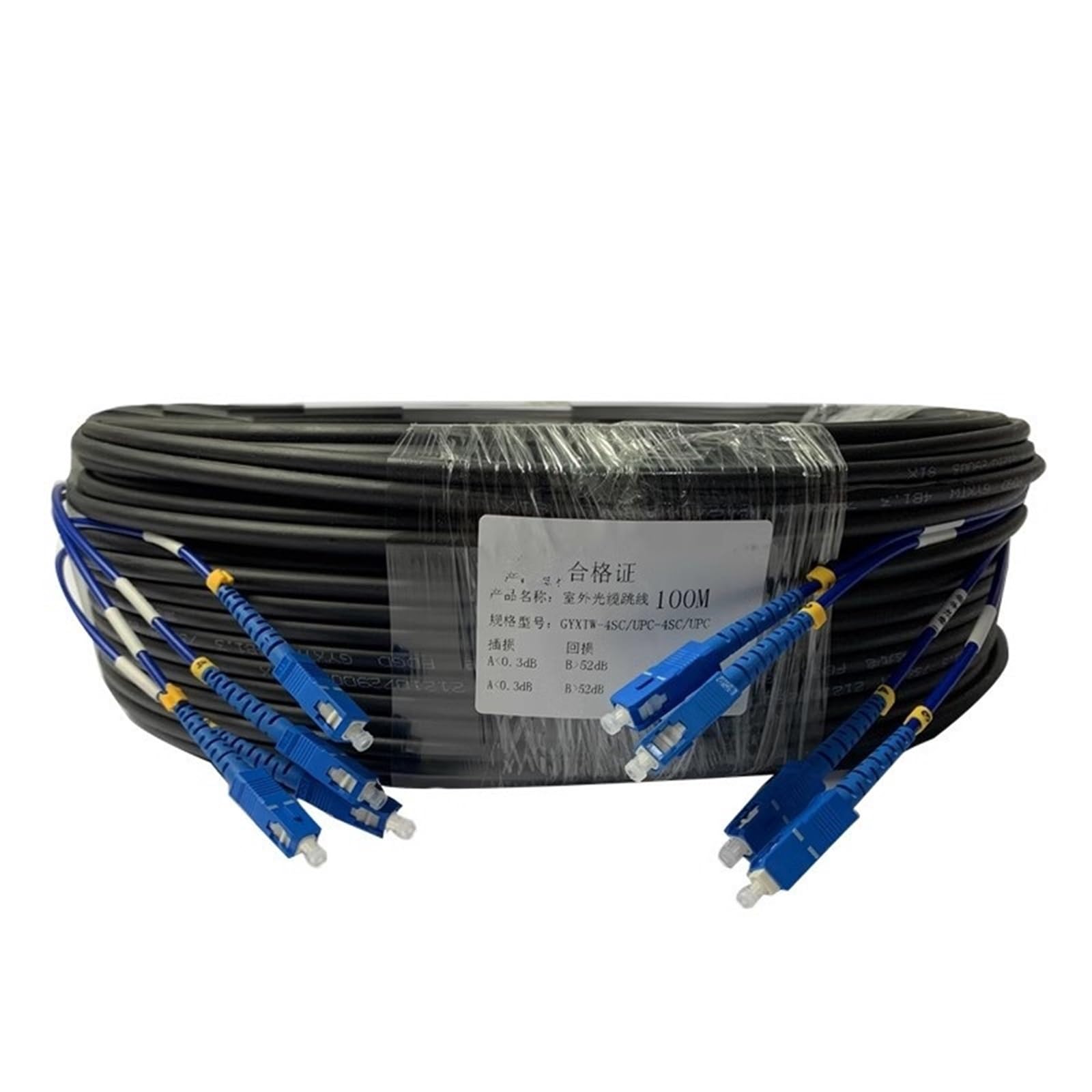 Câble optique blindé SC UPC d'extérieur, monomode 2C, 4 cœurs, 6C, 8 cœurs, 12 cœurs, extérieur dur non doux, câble à fibre optique 200 m (6 conducteurs 6SC-4SC)