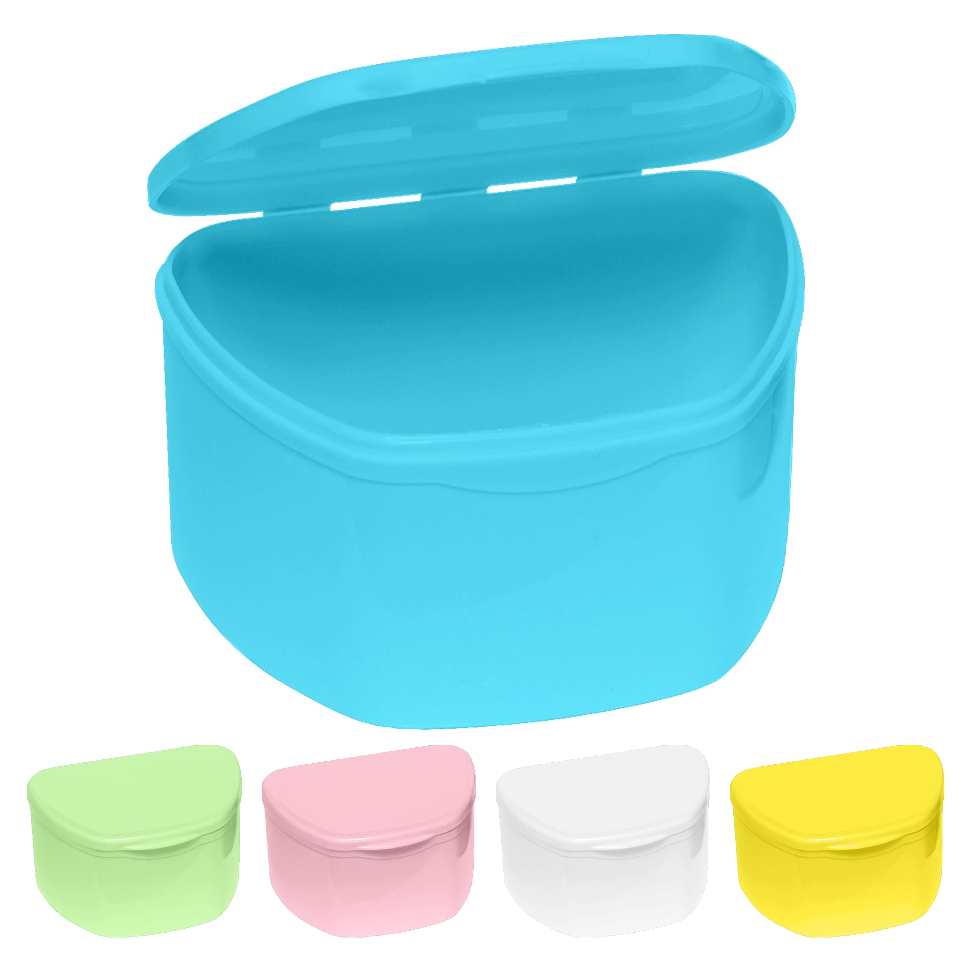 Denture Cases 5 Color Pack - Dental Box For Artificial Teeth, Mouth Guard, Night Guard, Gum Shields, Retainer - Denture Bath Container for Women and