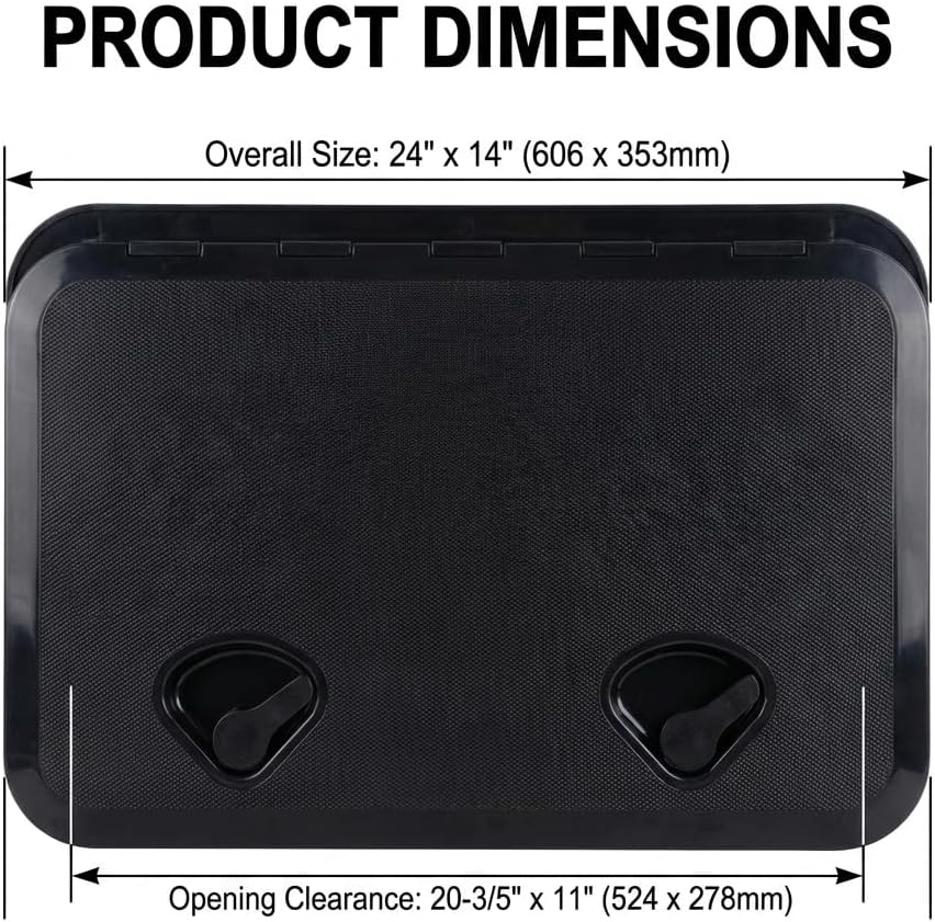 Boat Hatch 24" X 14", 180 Degree Lid Hinge Boat Deck Hatch, Marine Hatch with Non Slip Surface, Durable Construction Boat Access Hatch & Lid, Weatherproof and Easy to Install