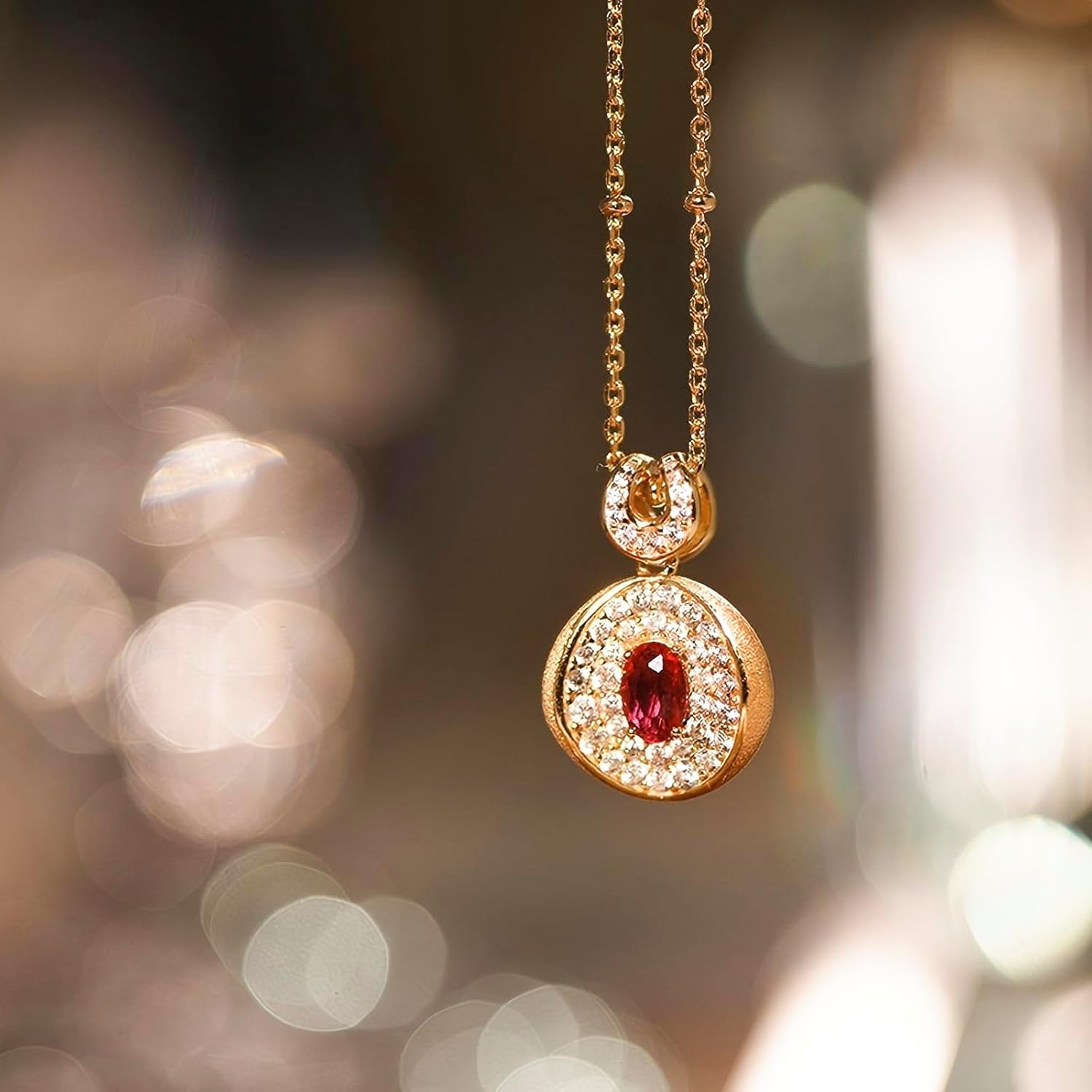 Gold Necklace for Woman, 18K Gold Plated Pendant Necklace, Elegant Cubic Zirconia Pendant, A Stylish Gift for Birthdays, Anniversaries, and Other Occasions. Adjustable Length. Includes Gift Packaging. - Image 3