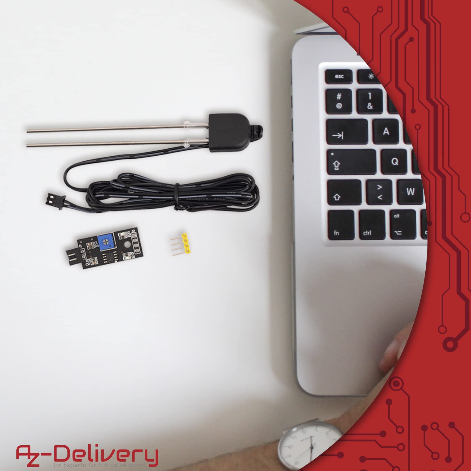 AZDelivery 3 Sensores de Humedad del Suelo con Sonda Anticorrosión para Plantas, Compatible con Arduino y Raspberry Pi, Ideal para Riego Automático
