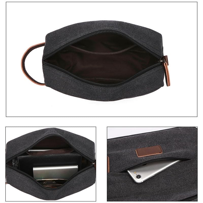 Borsa da Toilette da Uomo in Tela, Borsa da Viaggio per Articoli da Toilette da Donna, Cosmetici, Trucco, Prodotti di Bellezza, Kit da Viaggio Impermeabile, Organizer da Barba, BOR