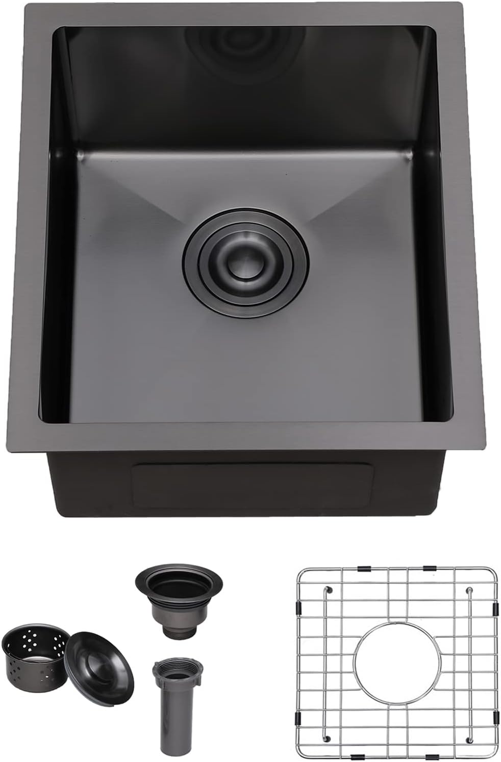 VCCUCINE Black Bar Sink, 15x17 Inch Small Bar Sink,Undermount Wet Bar