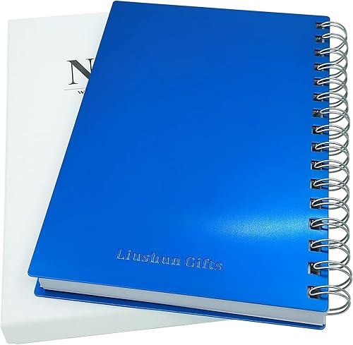 Cuaderno de diario punteado con forro en espiral, cuadernos de tapa dura de aluminio de metal con puntos A5, papel grueso a prueba de tinta de 3.53