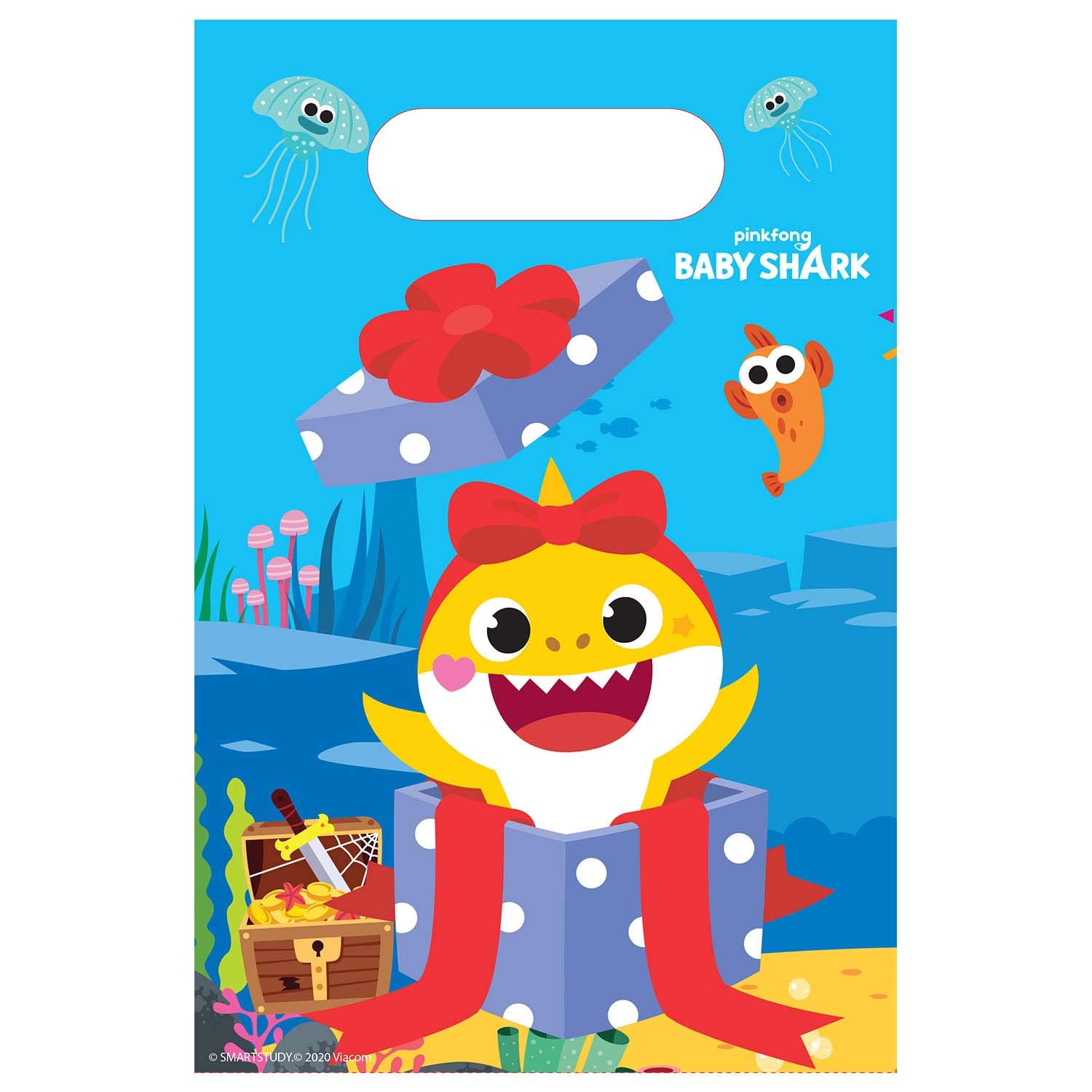 Amscan 9908479 - Baby Shark Kids Birthday Party Paper Loot Bags - 8 Pack