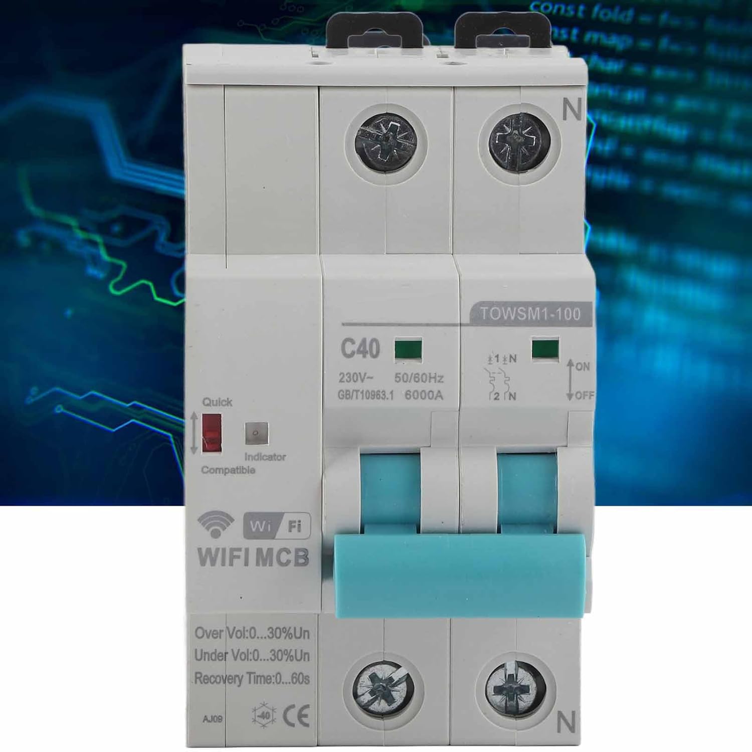 DIN Rail Mount Automatic Reclosing Circuit Breaker 230V 40A for Home Factory Overload and Short Circuit Protection