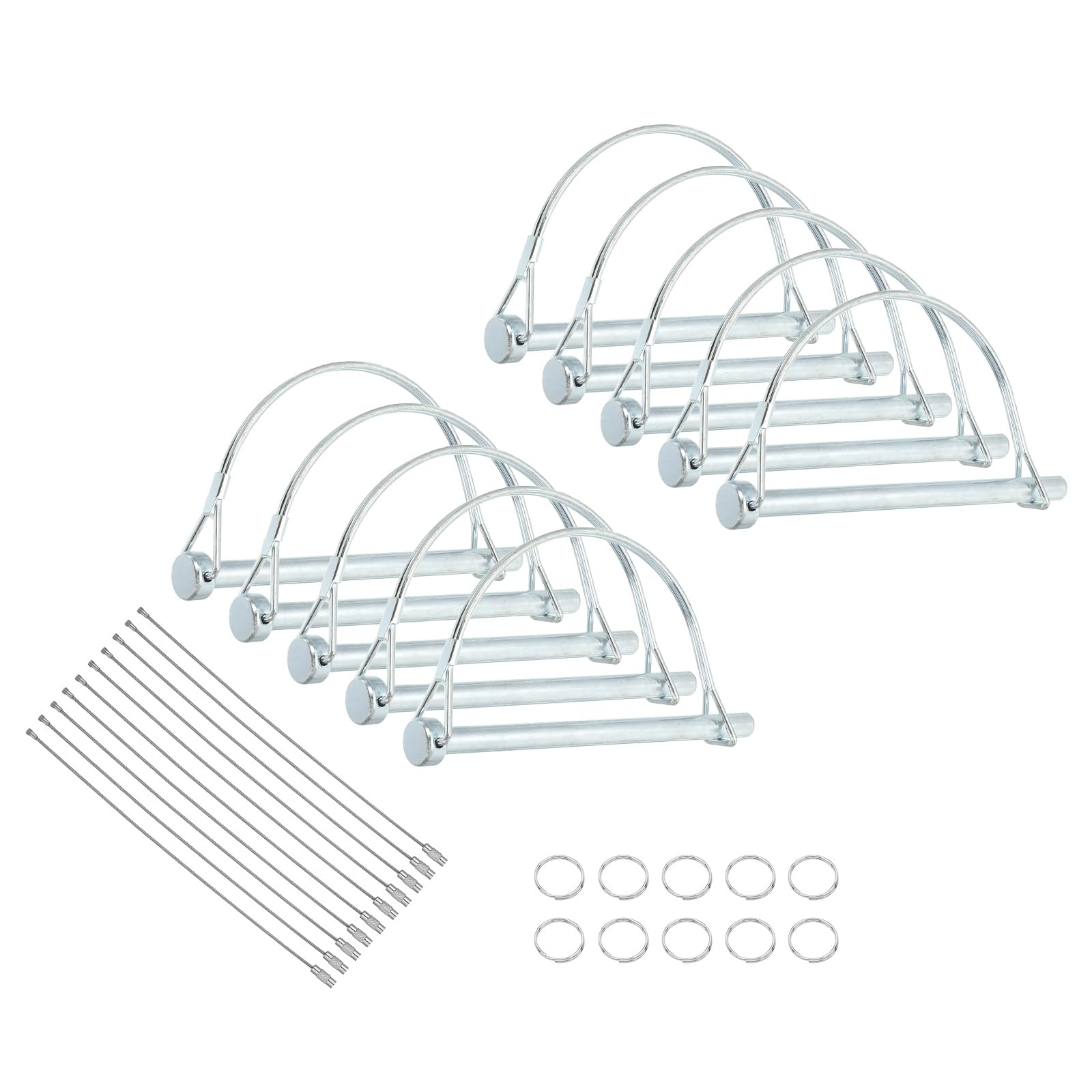 sourcing map 10Pcs Trailer Coupler Pin, 5/16" x 5" Trailer Hitch Locking Pin with Steel Quick Release Ring, Wire Shaft Locking Accessories for Farm Lawn Garden Wagons Towing