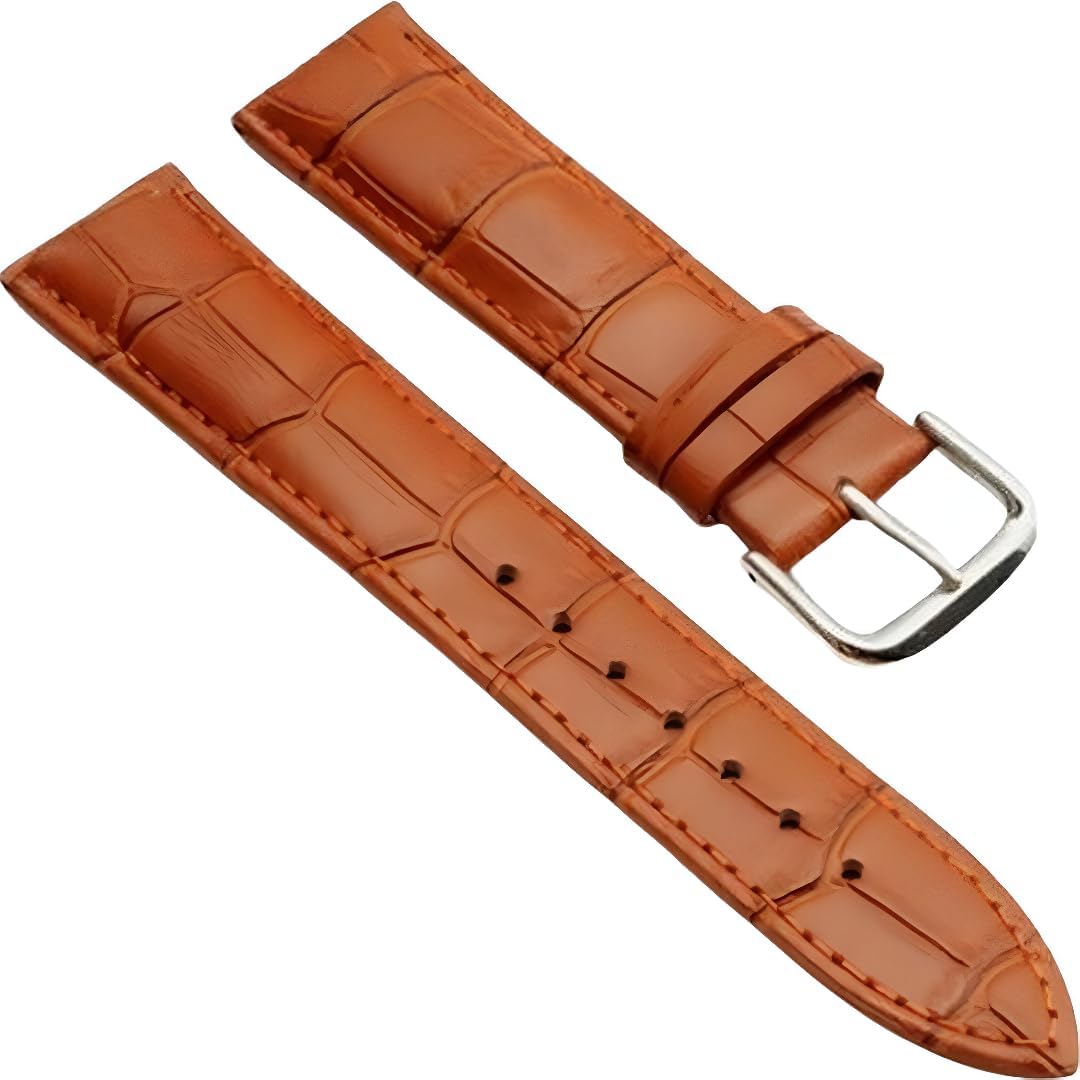 Leather Watch Straps – Genuine Leather Quick Release Watch Bands for Men & Women, Classic Replacement Strap, Soft Alligator Pattern Universal Watchband