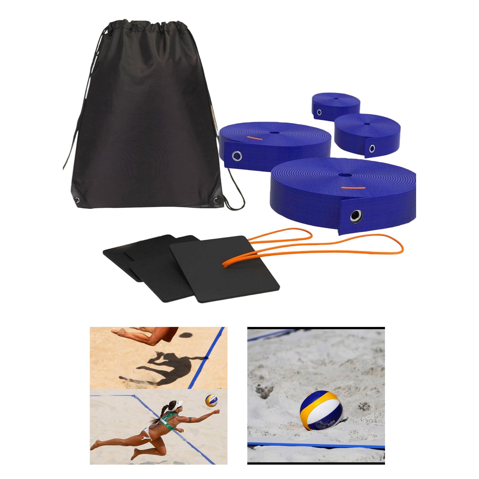 Premium Beach Volleyballs Courts Setups Limites Ligne avec Ancres Sable Filet Sac de Rangement Nylon Professionnel Équipement de Sports de Plage