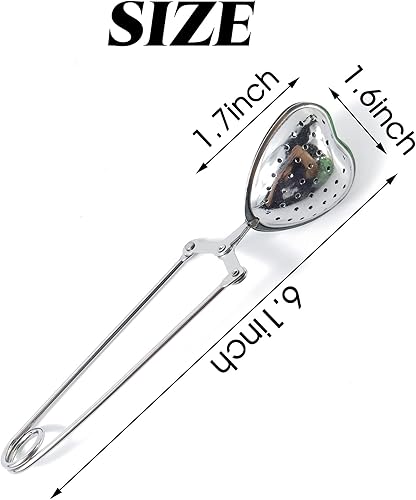 Miniatura 3 de 10 filtros de té de acero inoxidable de hojas sueltas Infusor de té Coladores Difusor de intervalo reutilizable en forma de corazón Cuchara de