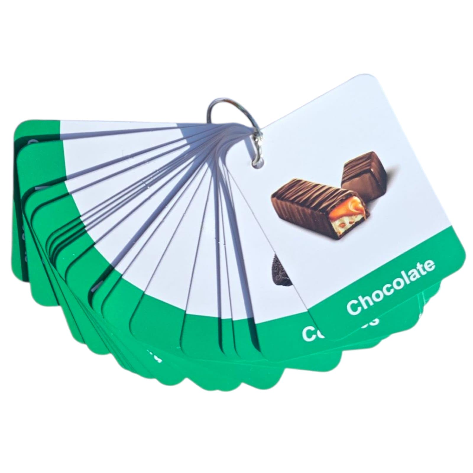 Healthy Food Flashcards for Toddlers & Kids | 24 Real Image Nutrition Cards | Wipeable, Tear-Proof, Laminated Educational Flashcards | Preschool Learning with Binding Ring