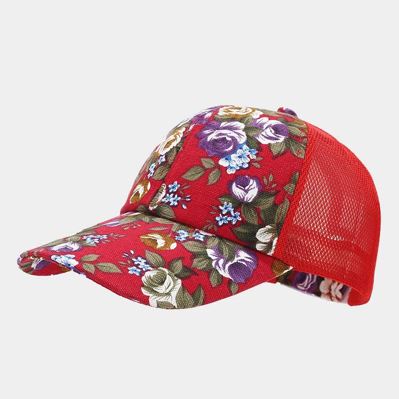 Unisex Floral Baseball Cap Womens Men Adjustable Summer Outdoor Sports Hats Breathable Mesh Travel Hat4