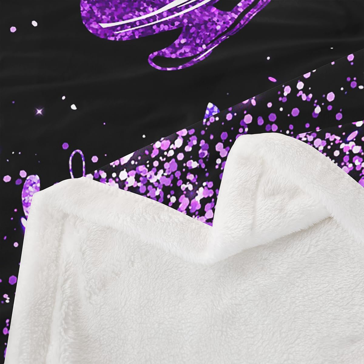 Skate Shoes Throw Blanket Ice Skating Game Fleece Blanket, Extreme Sport Bed Blanket for Kids Teens Girls Glitter Purple Flannel Blanket, Twin Size (60 x 80 Inches)
