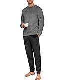 Mens Pajama Sets Fleece Pjs Winter Warm Lounge Sleepwear Soft Comfy Pajamas for Men