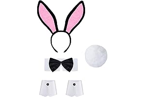 Bunny Costume Set with Ears Tail Cuffs Bow