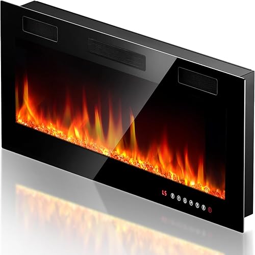 Miniatura 1 de LEMBERI Chimenea eléctrica de 30 pulgadas empotrada y montada en la pared, calentador de chimenea de 7501500 W y chimenea lineal con panel de