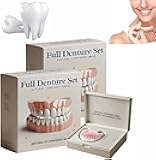 Advanced Customized Full Denture Set,Silicone Reline Denture Set,Silicone Soft Dentures Repair,Soft and Comfortable (2 Pcs)