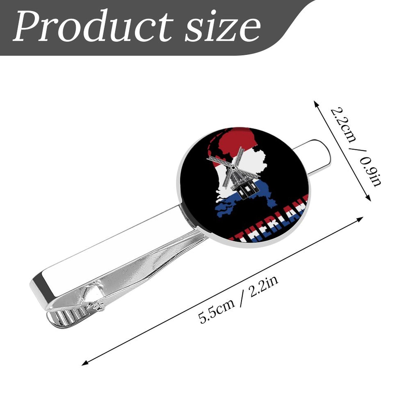 Netherlands Map Flag with Windmill 1 Pair Tie Clips Necktie Bar Pinch Clip for Wedding Business