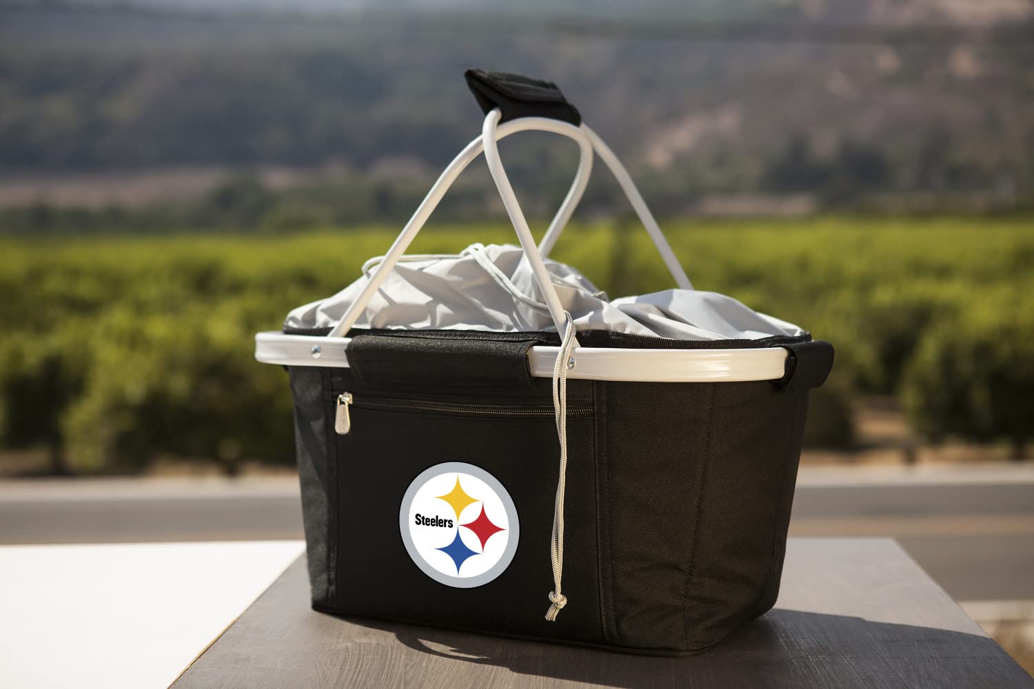 PICNIC TIME Black Pittsburgh Steelers Metro Basket Collapsible Tote