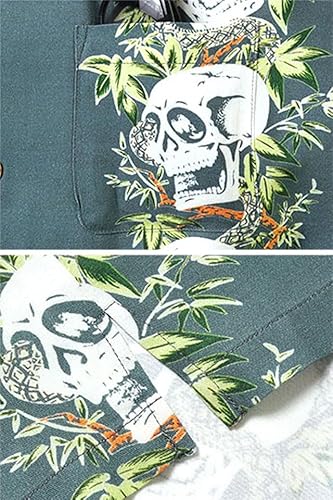【HOUSTON】アロハシャツ/骸骨デザイン/Lサイズ/超美品❗️ HOUSTON ヒューストン アロハシャツ 骸骨 ALOHA SHIRTS SKULL 和