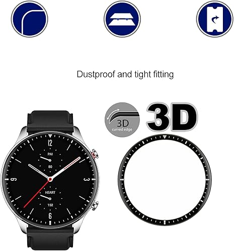 Miniatura 3 de Protector de pantalla para Amazfit GTR 2, fácil de instalar [3 unidades] 3D de bordes curvados anti-arañazos HD Ultra irrompible Protector flexible