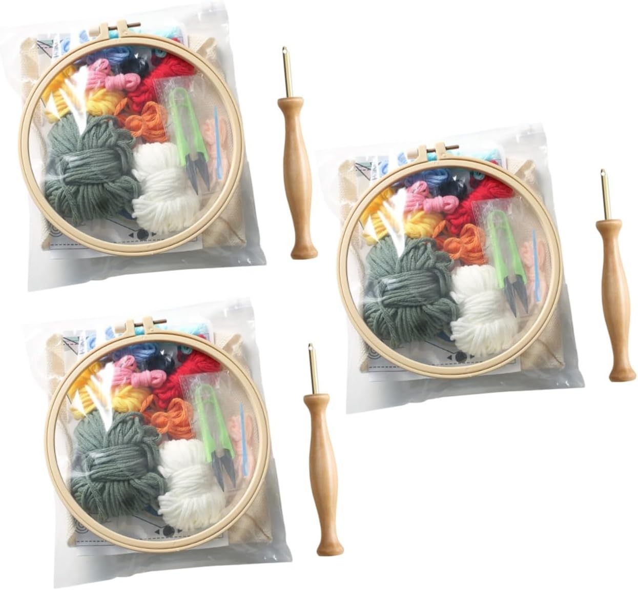 TEHAUX 3 Sets Stencils for Kids Decorating Tools Hand Decor Embroidery Accessories Cloth Needles Arts and Crafts for Cross Decor Embroidery Supplies Woolen Thread Embroidered White Child