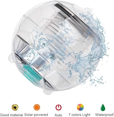 Miniatura 2 de Oumefar Luces de piscina con energía solar, luz flotante LED para estanque, decoración de lámpara, cambio de color automático para piscina, jardín