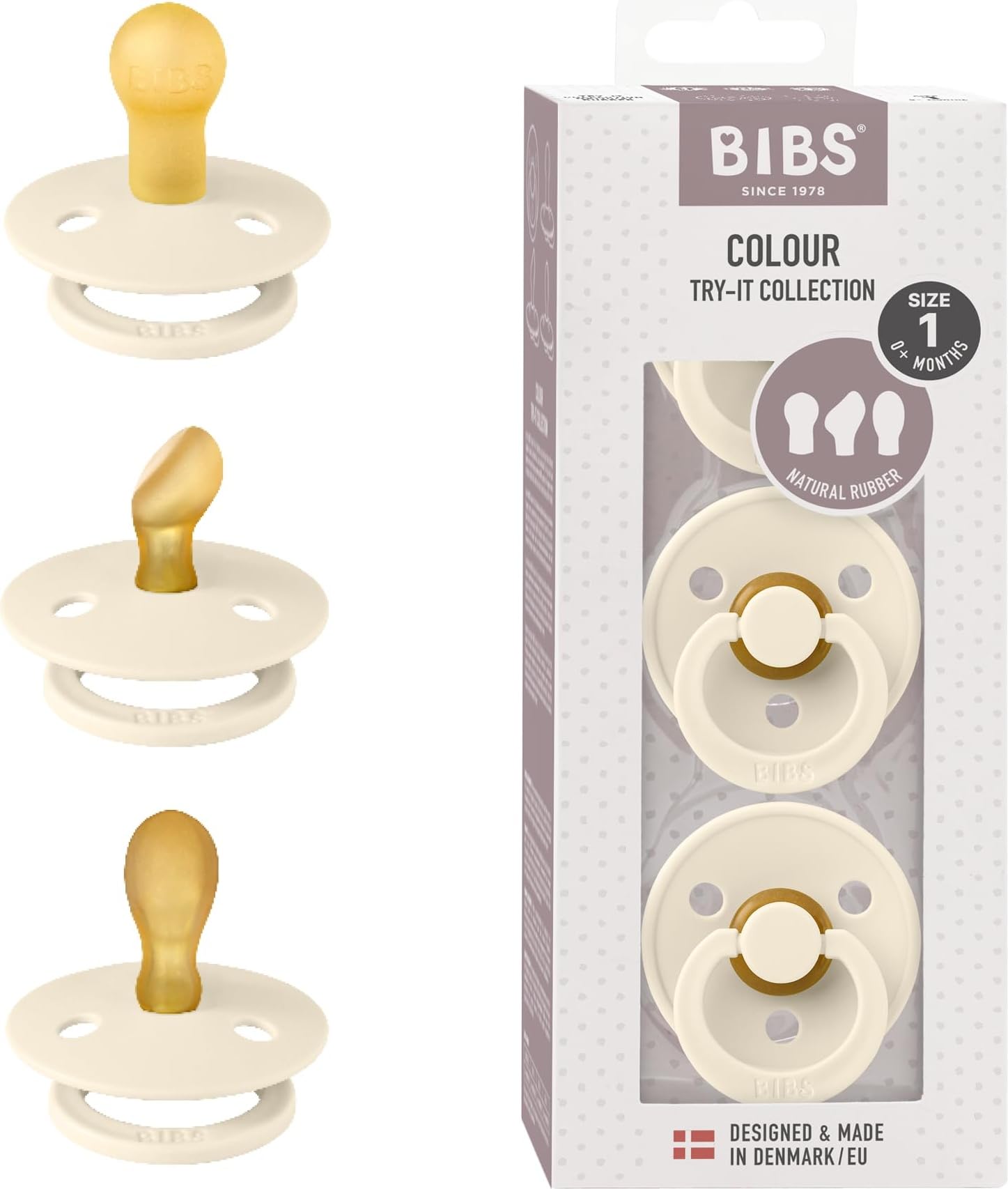 BIBS Try-it Dummy, 0-6 months, 3-pack, Ivory