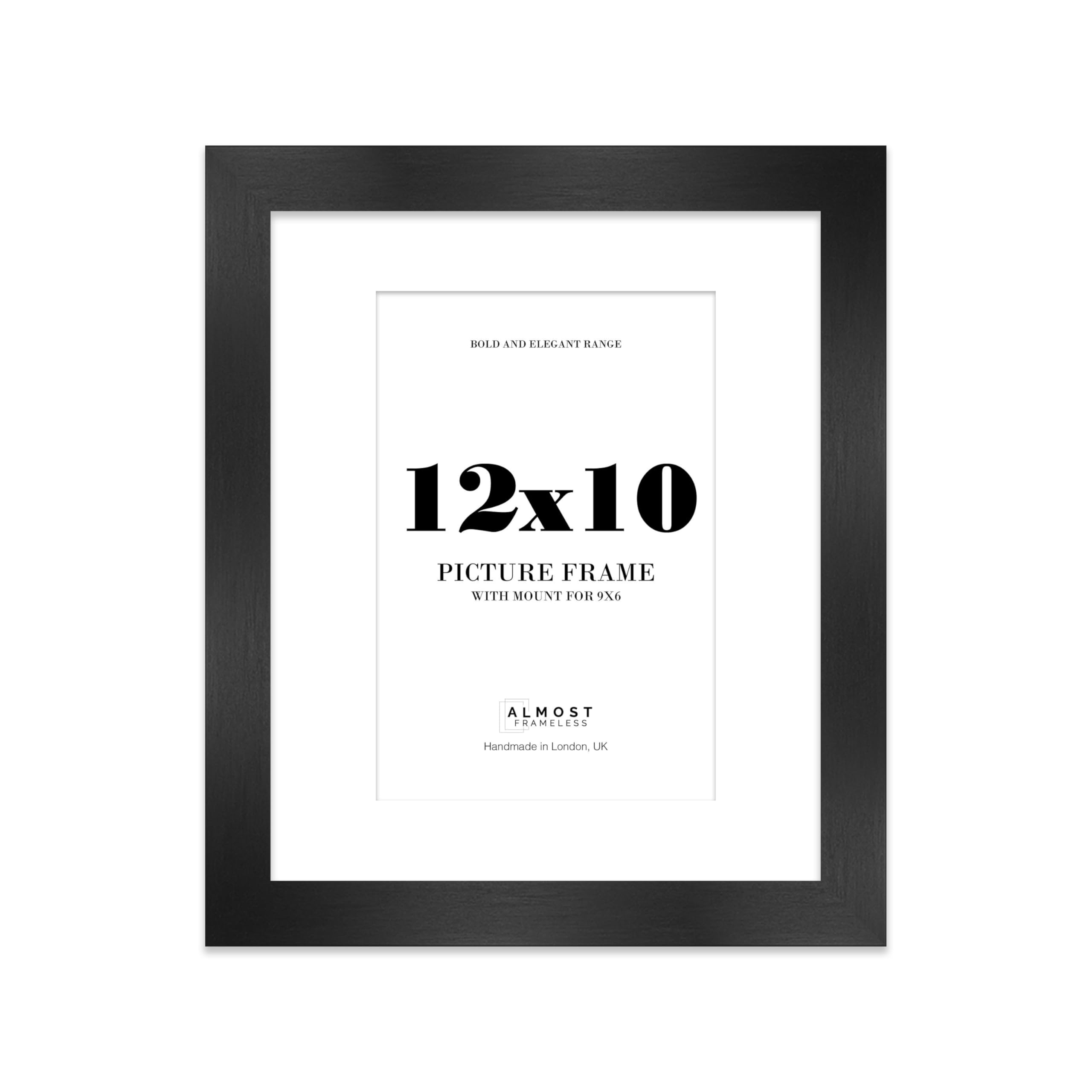 12x10 Black Frame With Mount for 9x6 Pictures 28mm Edge Portrait and Landscape Display with Wall Hooks and Kickstand, 1 Pack