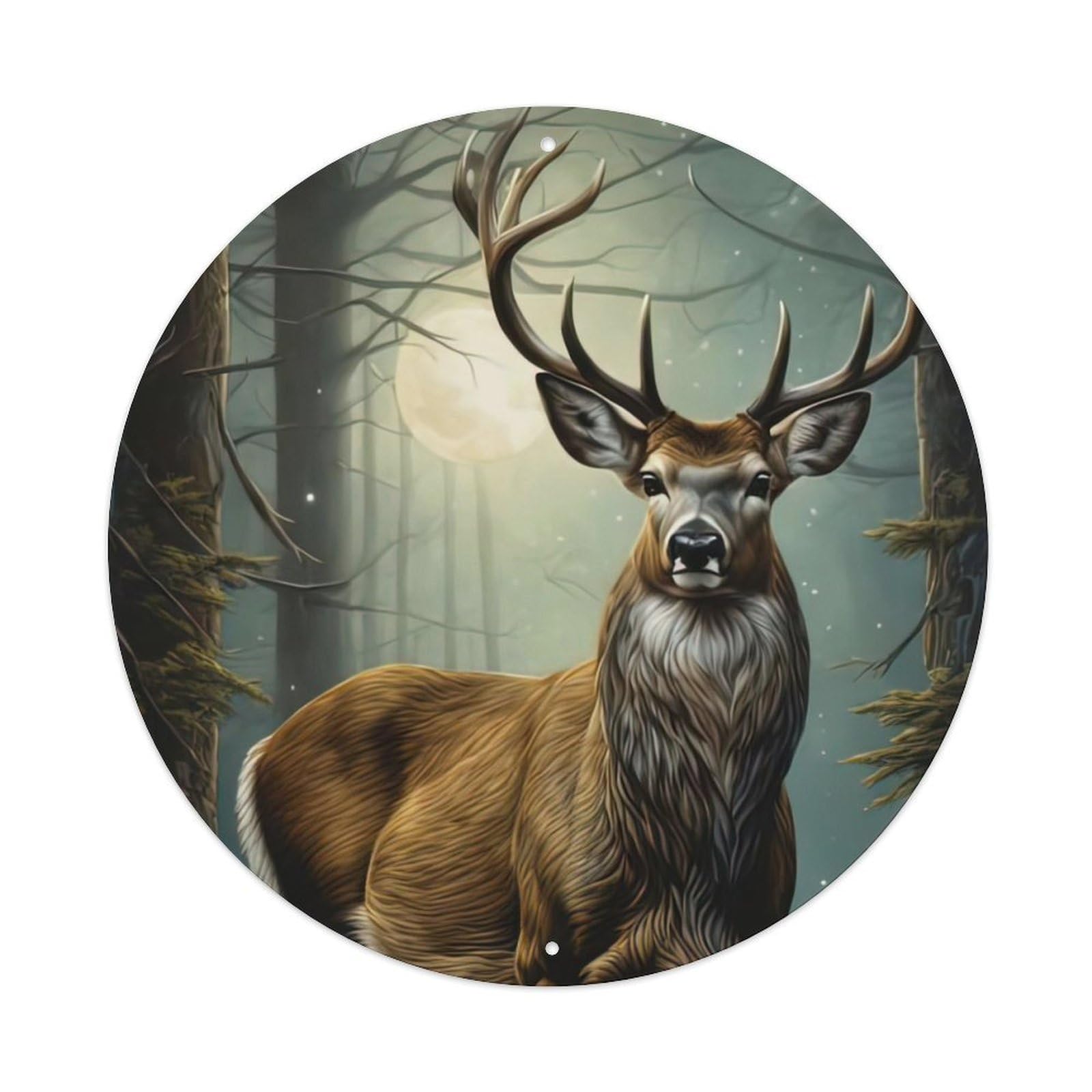 Deer in The Forest Animal Vintage Metal Tin Sign Plaque Wall Decor for Cafe, Club Bar, Office, Garden Metal Poster 8x8Inch