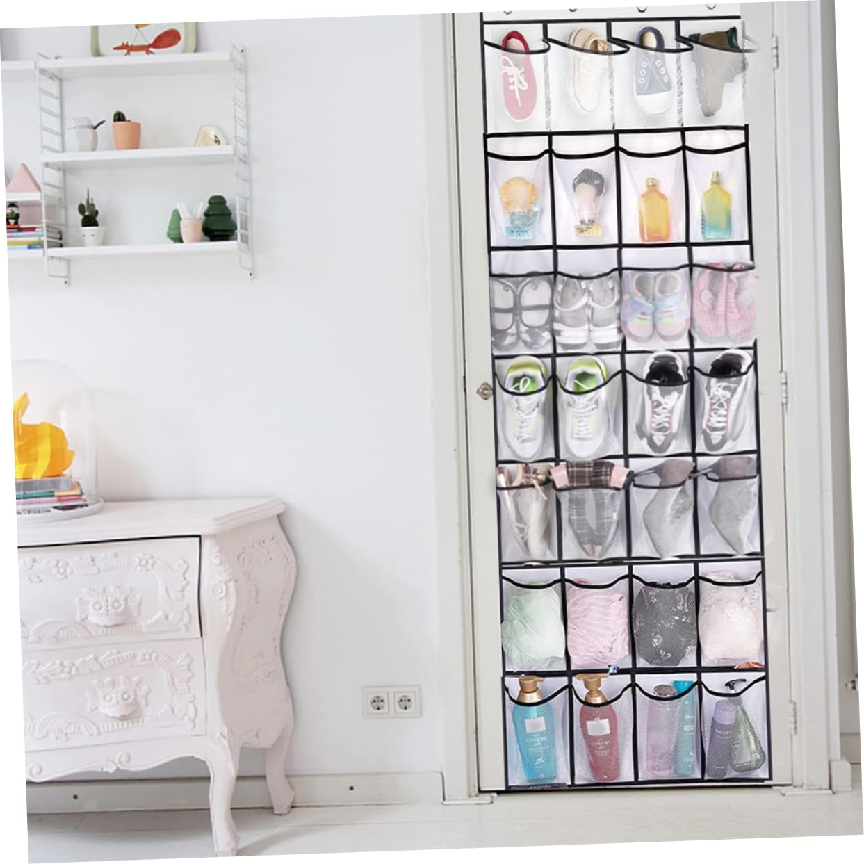 TOGEVAL 1set Over The Door Storage Organizer Bag Multi-Tier Hanging Storage for Shoes Hats Household Items Transparent Mesh Design for Easy Visibility for Home Office School
