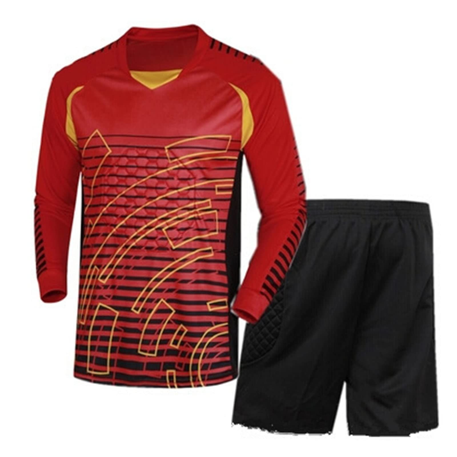 Fútbol Traje Portero Anticolisión Manga Larga Pantalones Cortos Atuendo Partido Ropa Respirable ​Uniforme Entrenamiento Deportiva al Aire Libre para Adultos S0-3