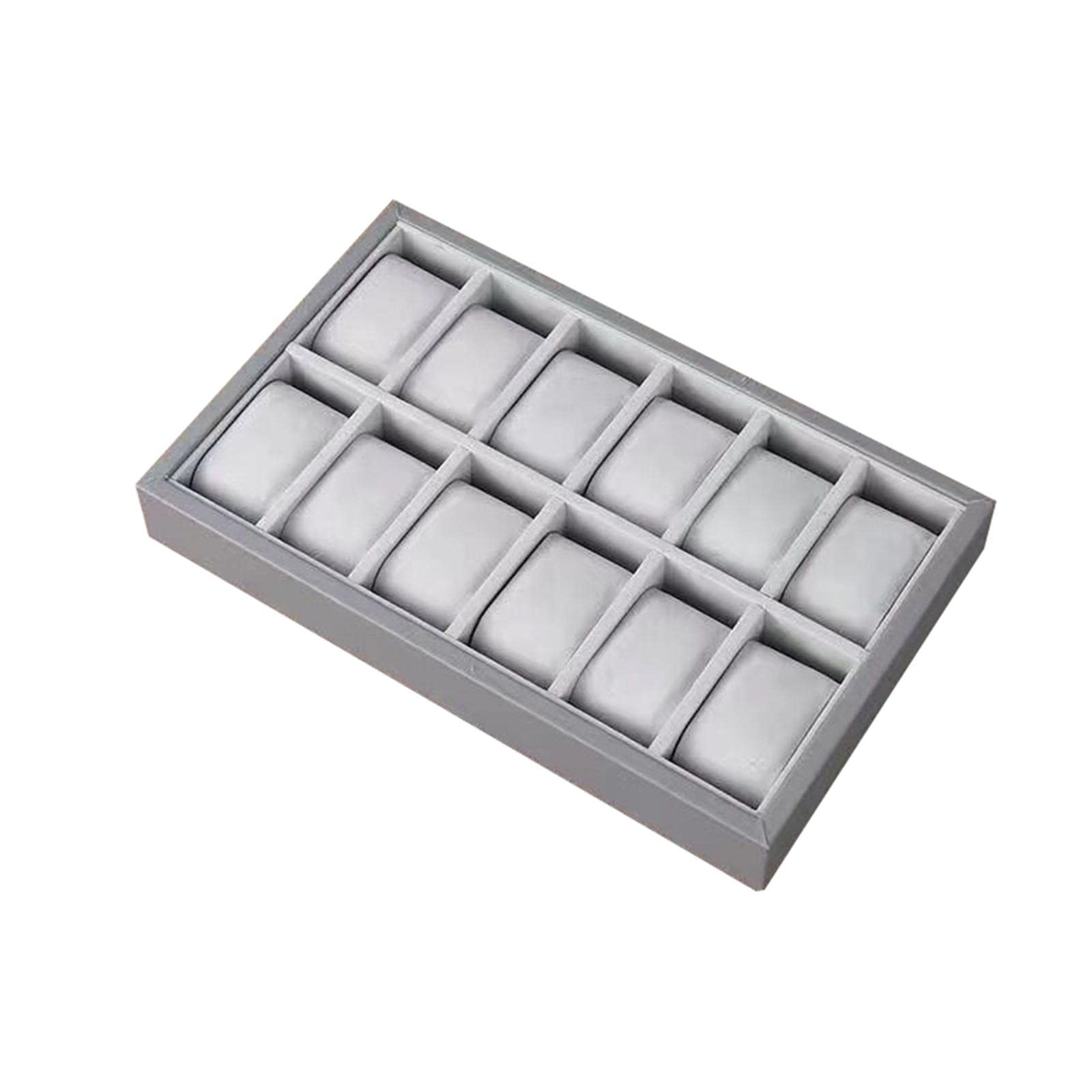 Perfeclan Soporte para Bandeja de Reloj, Bandeja de Almohadas para Reloj, Cuero PU de Madera para Hombres Y Mujeres, Almohadas, Organizador Apilable Pa, 12 Ranuras