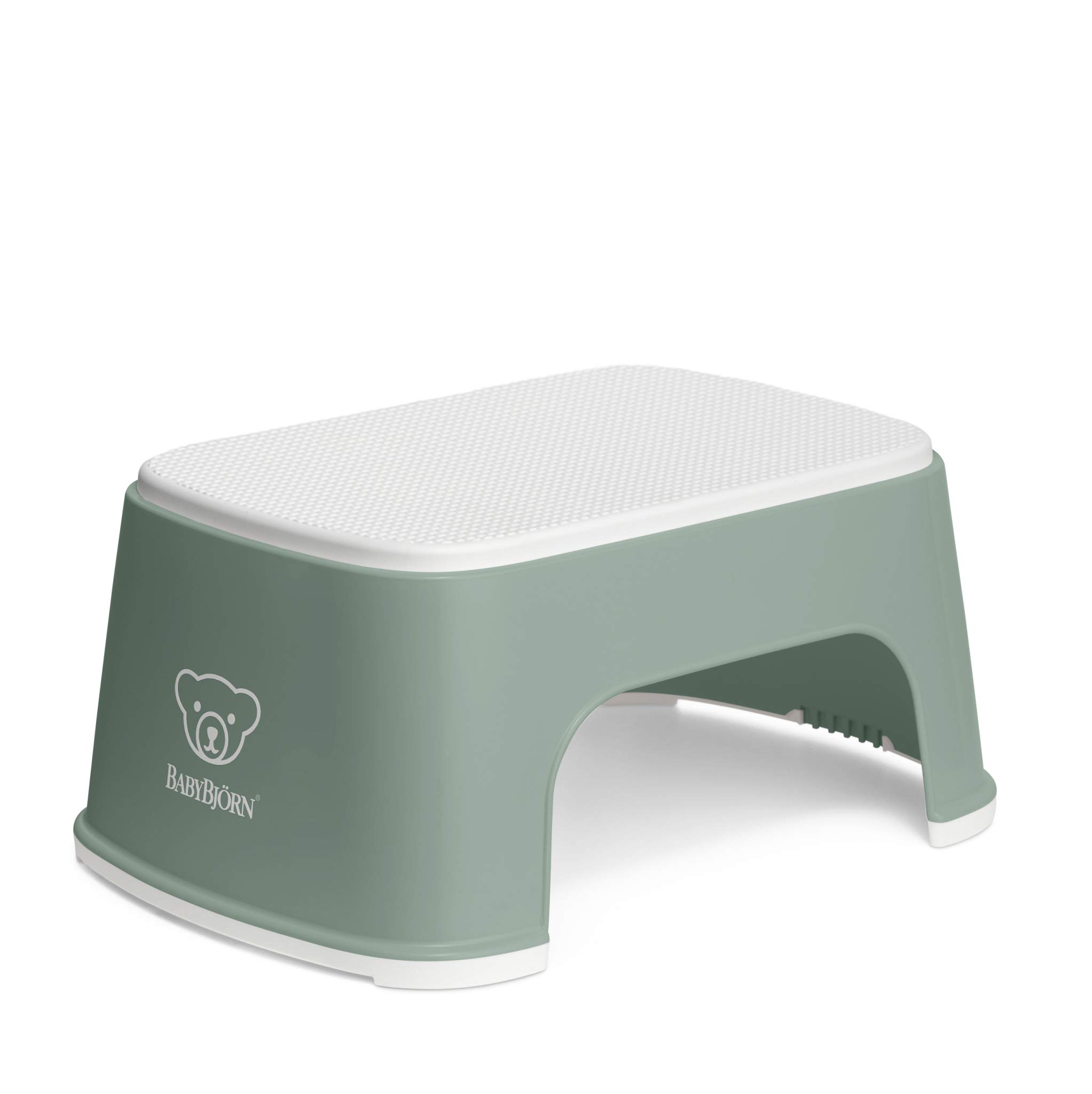 BabyBjörn Step Stool, Deep Green/White – Non-Slip, Stable & Sturdy Design, Lightweight and Easy to Move, BPA-Free Plastic, Perfect for Children and Adults, Easy to Clean, Ideal for Bathroom Use