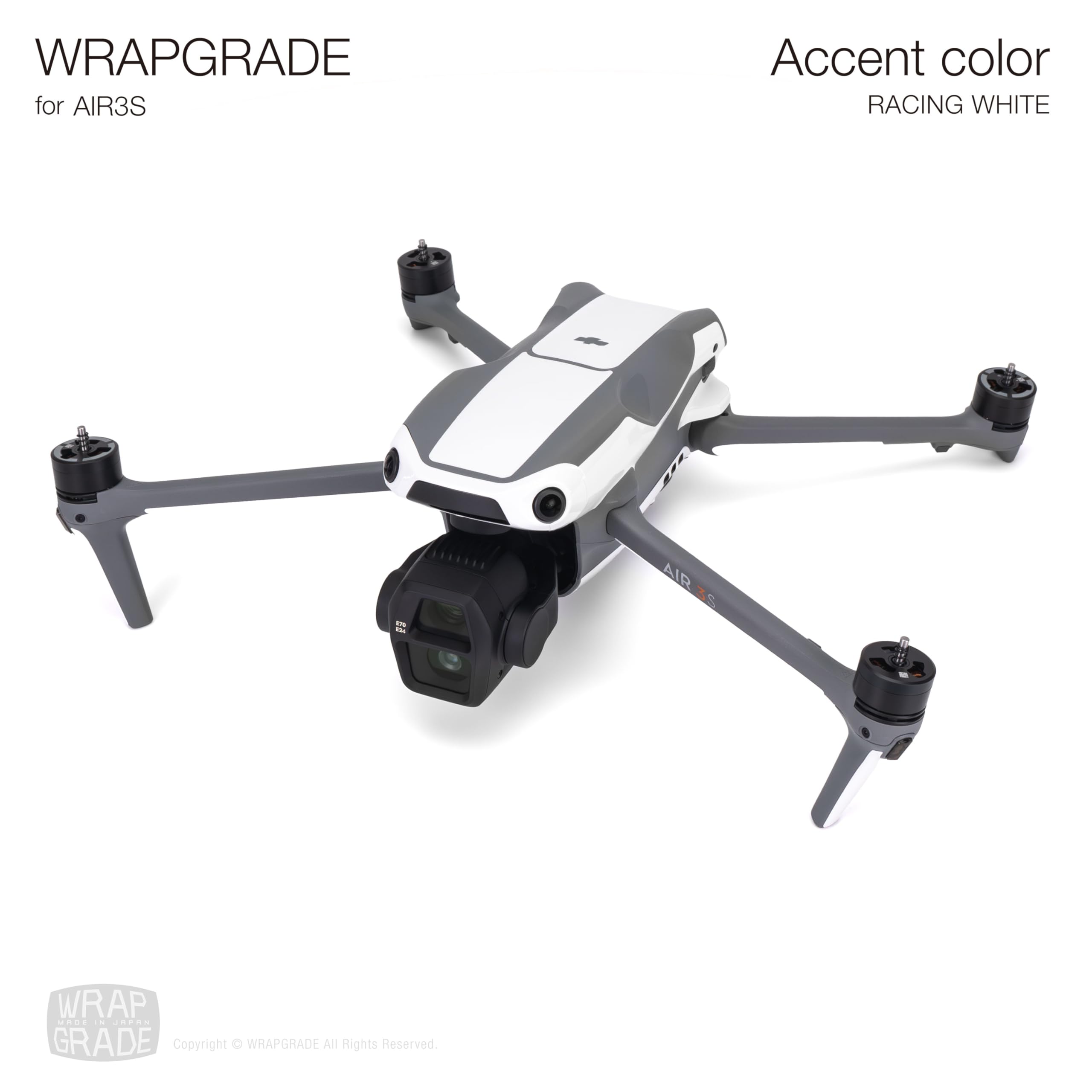 WRAPGRADE Skin Decal Sticker Accent Color Compatible with DJI Air 3S (Racing White)