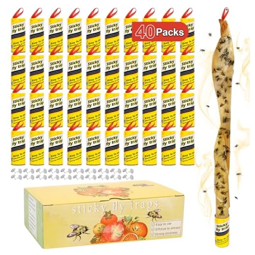 Dwcom 20PCS Sticky Fly Strips, Fly Paper Roll Hanging, Fly Tape Trap Ribbon, Gnat Mosquito Catcher Killer Indoor&Outdoor
