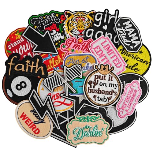 25Pcs Western Iron on Patches Funny Vintage Cowboy Cowgirl Embroidered Applique Patches for Trucker Hats Jeans Jackets Bags Dress