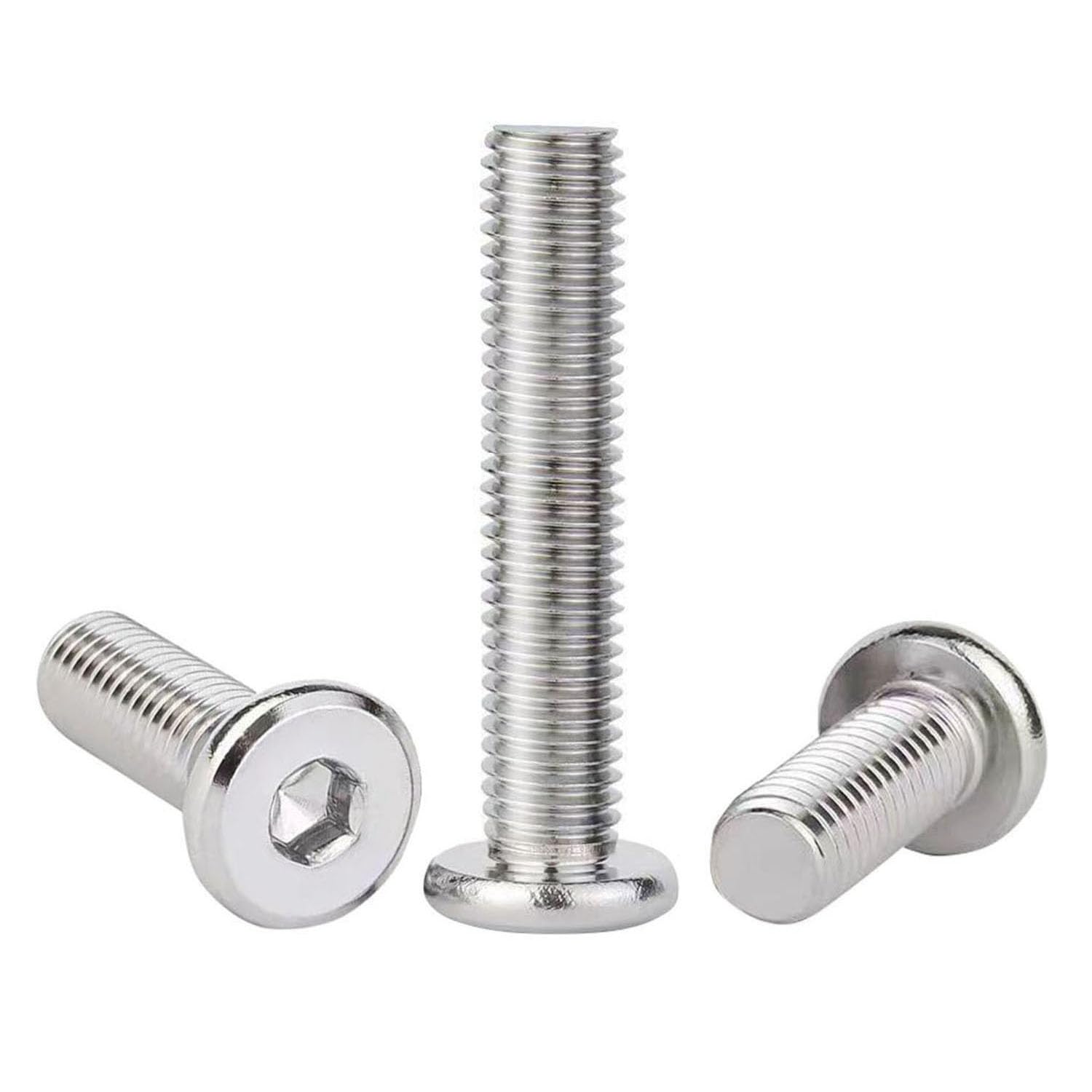Maozaa 20pcs M6 x 35mm Flat Head Hex Socket Cap Screws Bolts, Furniture Bolts 304 Stainless Steel 18-8, Fully Threaded, Hex Drive Fasteners