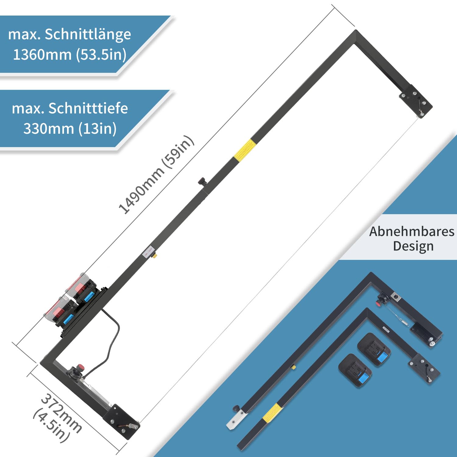 MINOVA Schnittlänge 1.360 mm | Styroporschneider - Styrobow - Handschneidebügel mit BOS Batteriekonverter(ohne BOS AKKU)