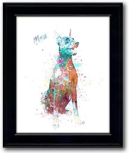 Vista 93 de Regalo personalizado para perros y amantes de los perros. Estilo acuarela. (lienzo enmarcado de 20 x 25 pulgadas, Golden Retriever)