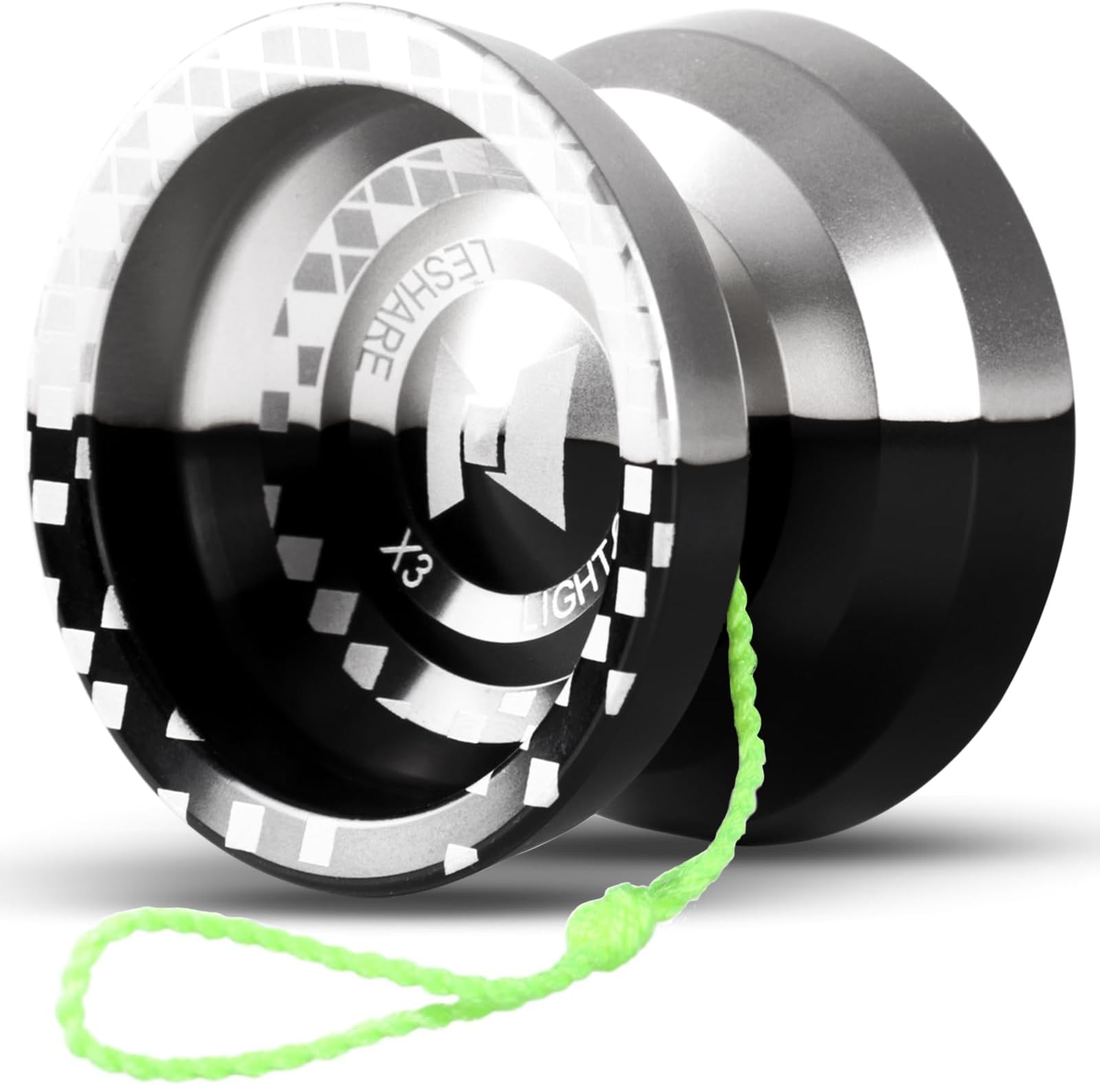 LESHARE Unresponsive Yoyo Professional [Responsive Bearing Included Auto Return] with Ball Bearing Mosaic Extraordinary Yo-Yos Ball Sleeper Yoyos, (Black Silver)