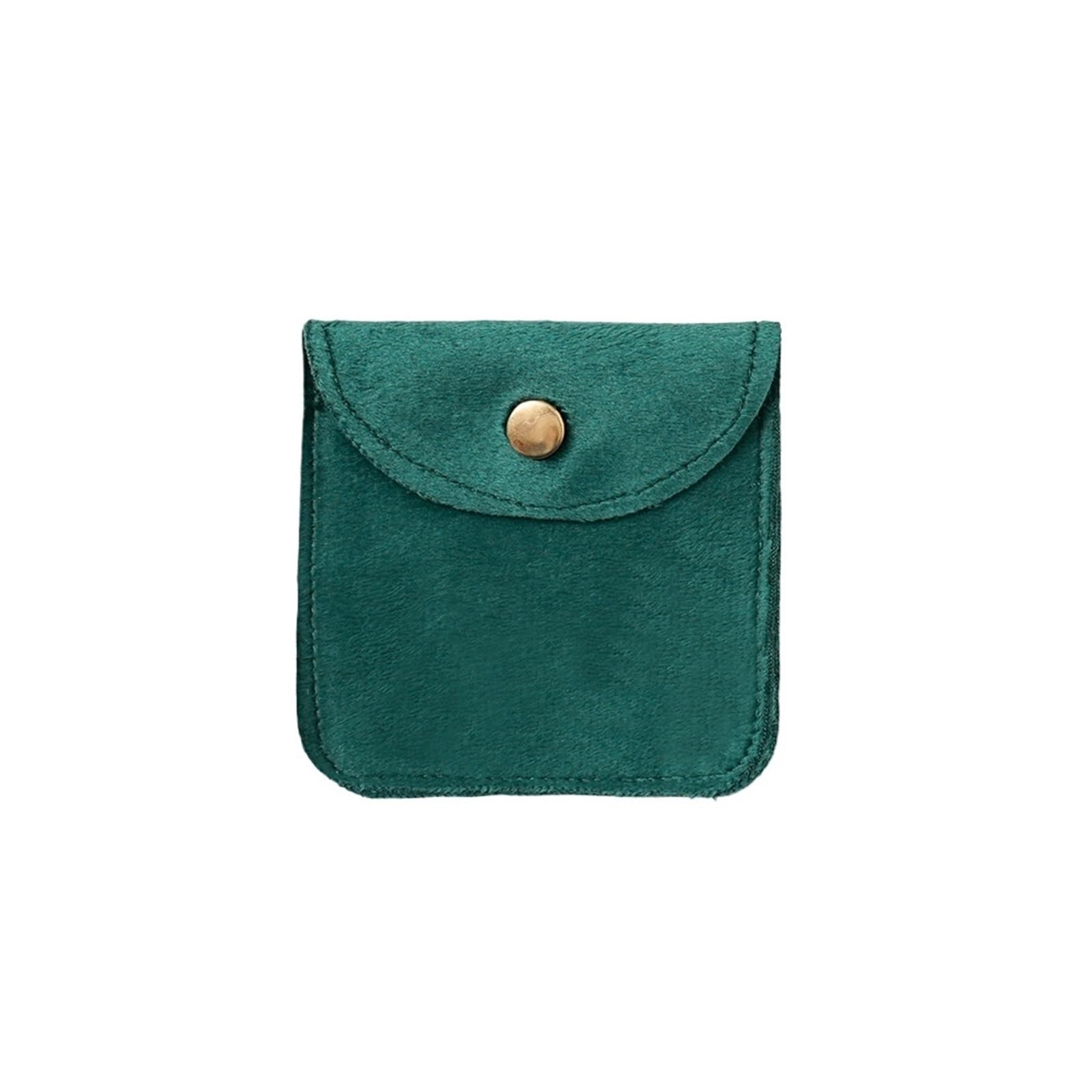 WEOKDFHA Jewelry Storage Bag 10Pcs Velvet Jewellery Packaging Pouch Snap Button Bag Rings Earrings Bracelet Necklace Wedding Party Pouches(Dark green)