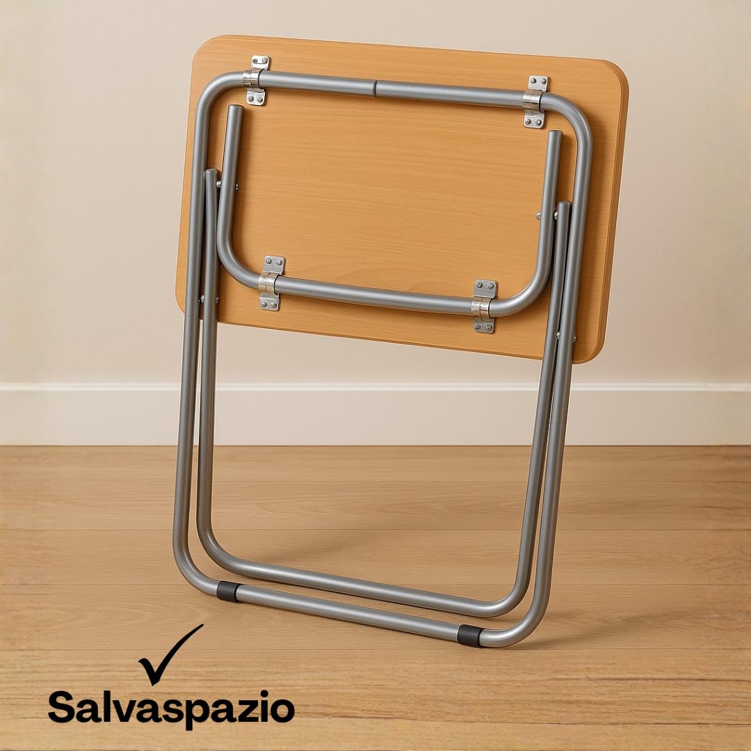 Generico Tavolo Pieghevole Quadrato - 80x80x70cm, Tavolo Salvaspazio Scrivania In Legno e Metallo, Per Computer, Pc, Pranzo, Ospiti, Ufficio -MH67803