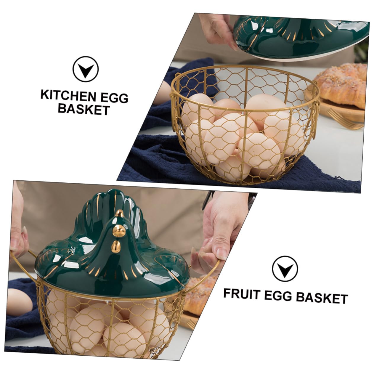 Eieraufbewahrungsbox Aus Eisen in Kükenform Mit Deckel Handlicher Eierkorb Für Zuhause Zum Aufbewahren Von Gemüse Obst Und Eier