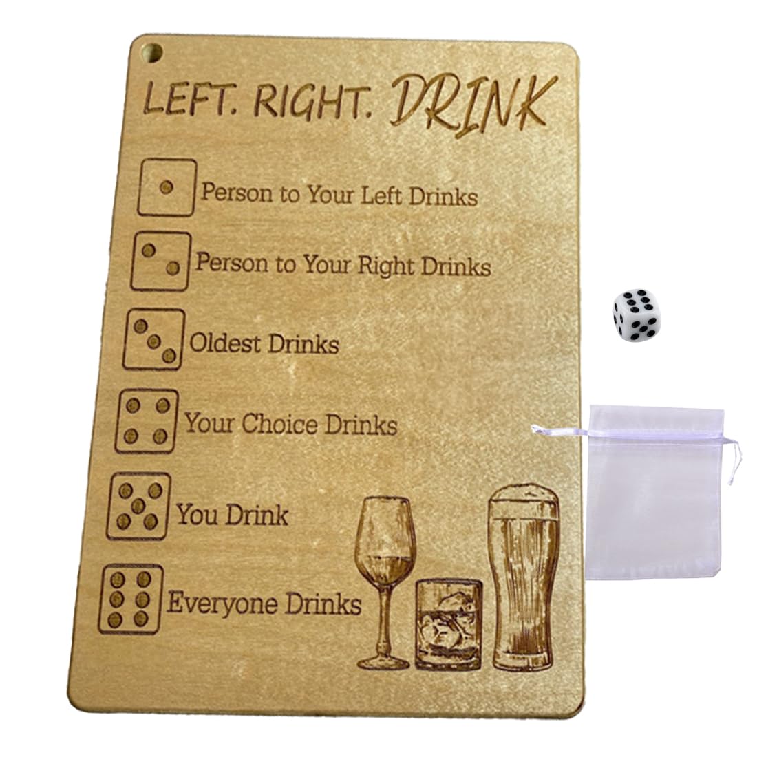 Left Right Drink Board Game - Party Drinking Dice Game - Drinking Game Left Right Center Game - Funny Gifts